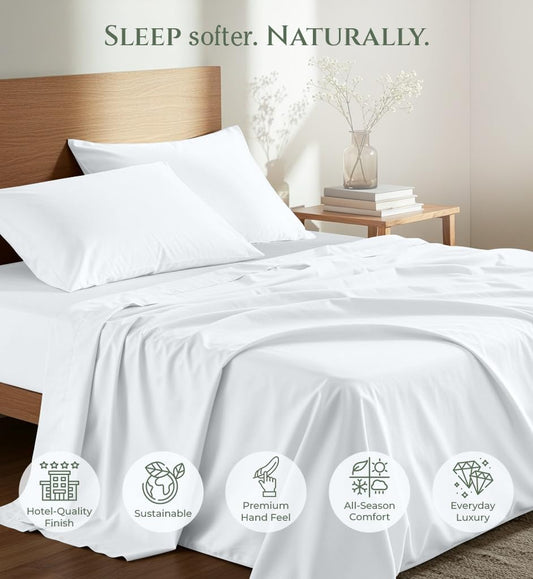 Royale Linens 100% Organic Cotton Full Size Flat Sheet Only - Percale Top Sheets - Full Flat Sheet Sold Separately - Lightweight & Super Soft 100% Cotton White Bed Sheets Only (81" x 96", White)