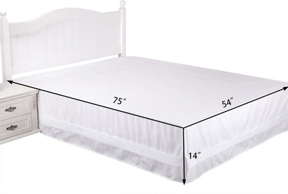 Valea Home Bed Skirt with Split Corners Durable Elegant Luxury Dust Ruffle with Pin Tucking 14 inch Tailored Drop, Full, White