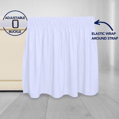 PureFit Wrap Around Ruffled Bed Skirt, White, Queen/King - 18" Drop
