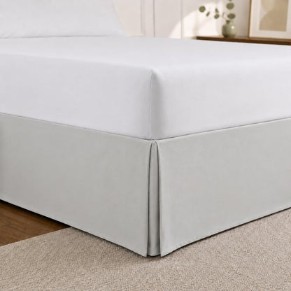 Cathay Home Queen Bed Skirt, 14" Drop Dust Ruffle, Blue Fog