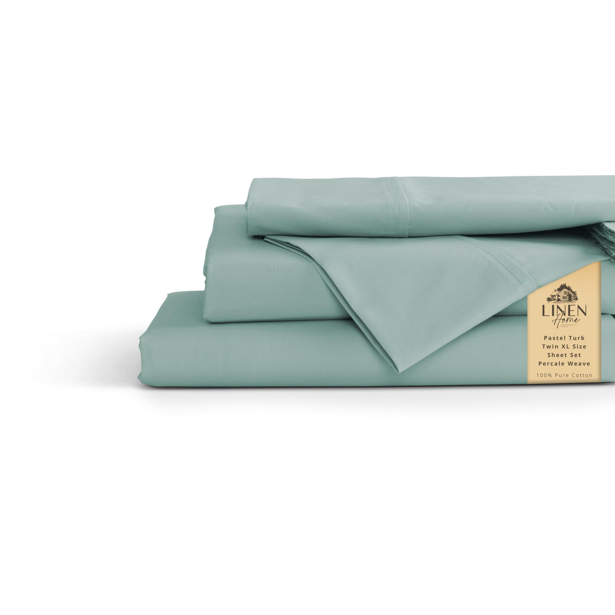 Linen Home 100% Cotton Percale Sheets Queen Size 4 Pc Cooling Set - White