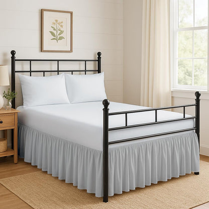 Ruffled Bed Skirt Split Corners with Platform, Tailored Fit Hotel Quality Wrinkle Free Ultra-Soft Microfiber Dust Ruffle, Upto 16 Inch Drop, Queen, White