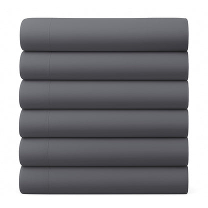 GOLD TEXTILES Queen Flat Sheet 6 Pack – Brushed Microfiber Top Sheets for Home, Hotel & Hospitality – Soft, Durable & Shrink-Resistant Flat Sheets, Easy-Care Bedding (6, Black, Queen)