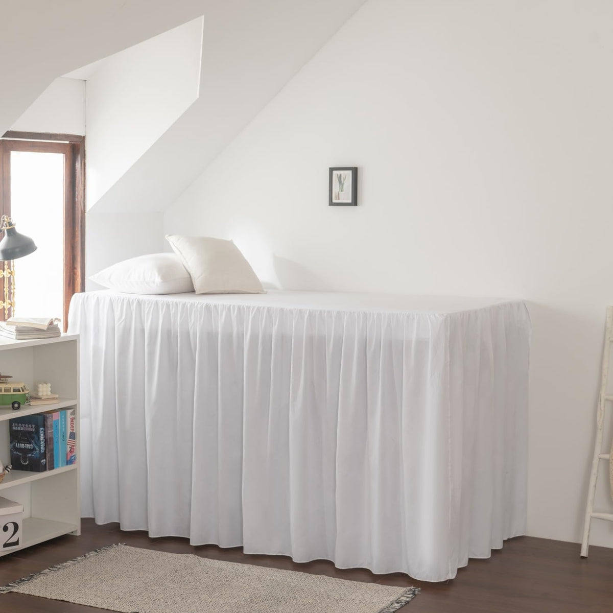 Dorm Room Bed Skirt Twin XL, College DormEssentials - White, 32 Inch