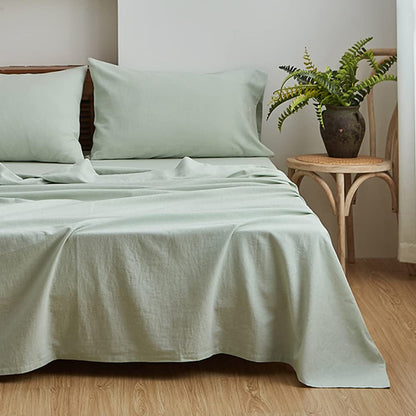 BISELINA Linen Sheet French Flax Flat Sheet Only 55% Euro Flax 45% Cotton Basic Style Solid Color Soft Breathable Farmhouse Top Sheet 1-Piece (Full, Linen)