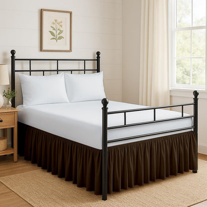 Ruffled Bed Skirt Split Corners with Platform, Tailored Fit Hotel Quality Wrinkle Free Ultra-Soft Microfiber Dust Ruffle, Upto 16 Inch Drop, Queen, White