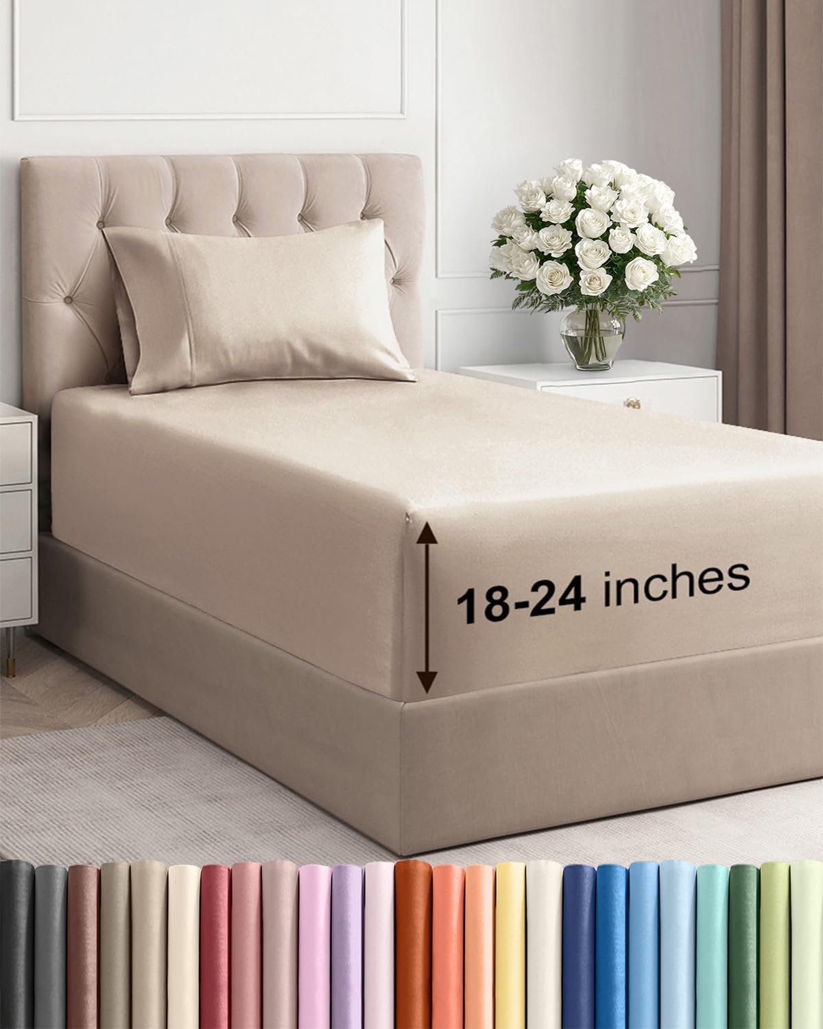 Extra Deep King Sheet Set - 4 Piece Breathable & Cooling - Antique White