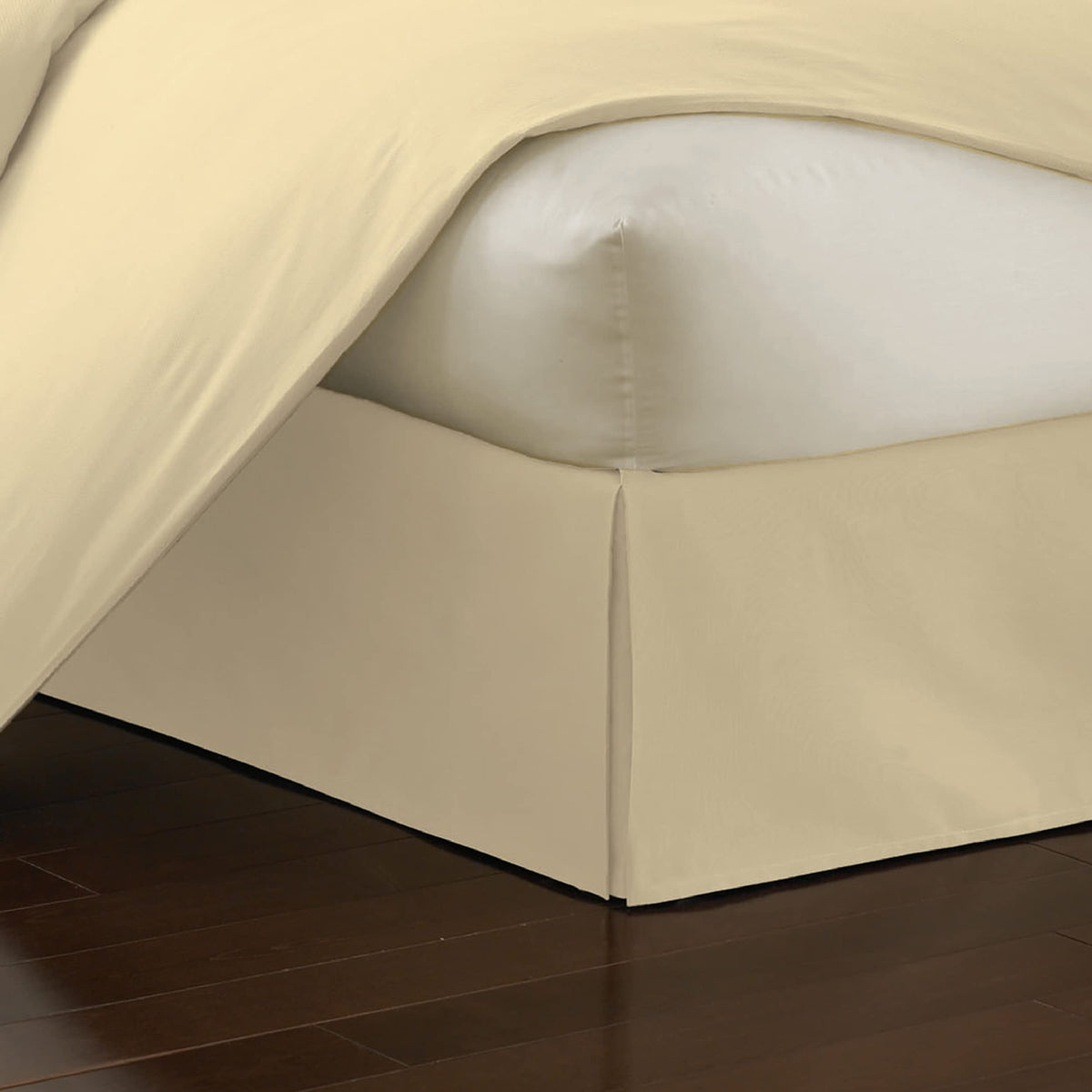 Fresh Ideas Bedding Tailored Bedskirt, Classic 14” Drop Length, Pleated Styling, Queen, Ivory