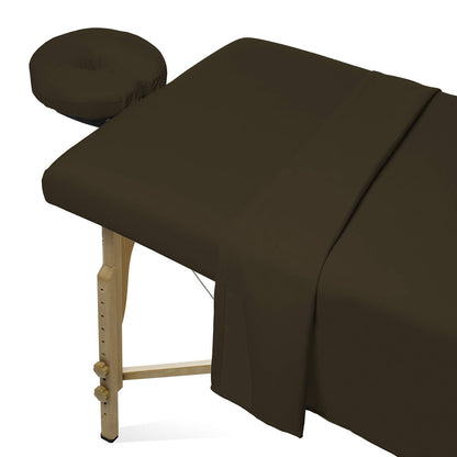 Saloniture 3-Piece Microfiber Massage Table Sheet Set - Premium Facial Bed Cover - Includes Flat and Fitted Sheets with Face Cradle Cover - White
