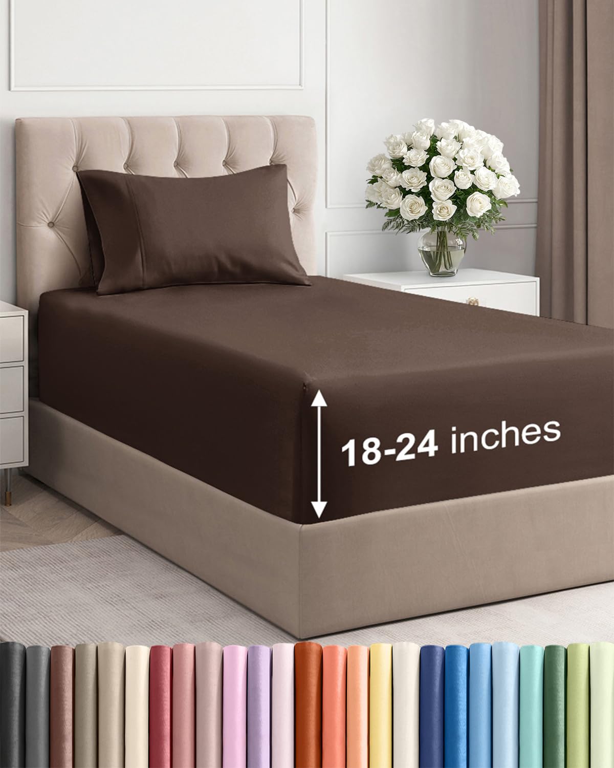 Extra Deep King Sheet Set - 4 Piece Breathable & Cooling - Antique White