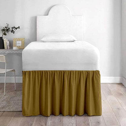 Premium Microfiber College Dorm Room Bed Skirt Twin XL 39" x 80", Extended 32" Drop, Split Corner Dust Ruffle, Wrinkle Resistant Durable Easy Care, White Solid