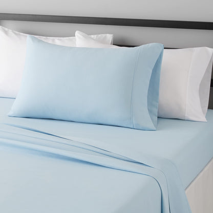 Amazon Basics Lightweight Breathable Wrinkle-Free Brushed Microfiber 3-Piece Bed Sheet Set with 14-Inch Deep Pockets, Twin, Bright White, Solid