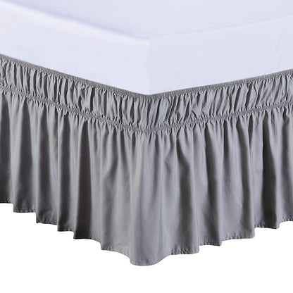 MEILA Wrap Around Elastic Bed Skirt for Queen & King Beds, 16" Drop, Beige