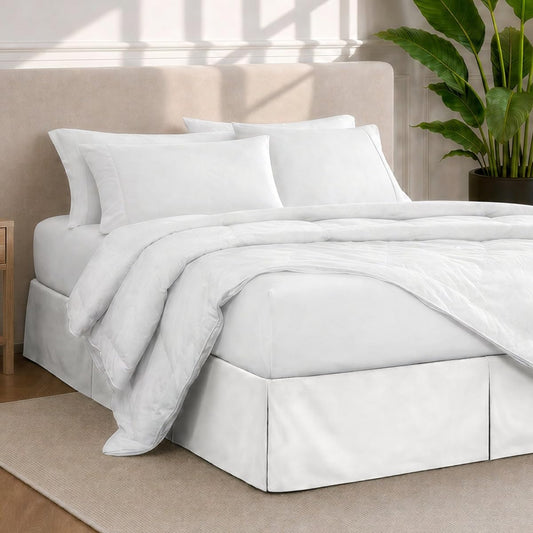 Bare Home Bed Skirt 15-Inch Drop 1800 Ultra-Soft (Queen, Antique White)