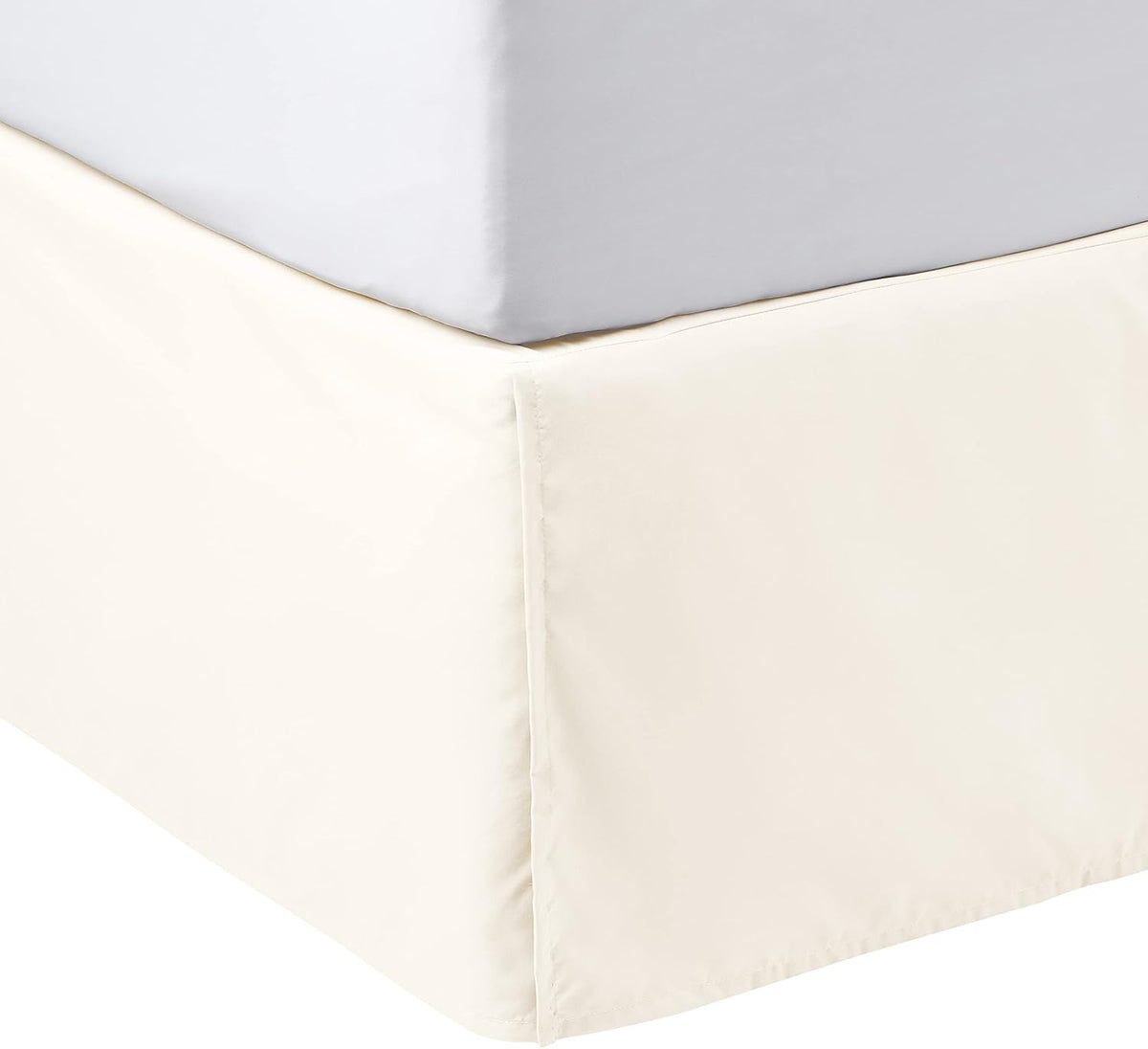 Amazon Basics Lightweight Pleated Bed Skirt, Machine Washable, Wrinkle and Fade Resistant, Queen, Off White