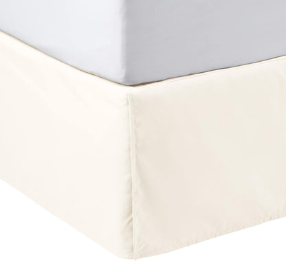 Amazon Basics Lightweight Pleated Bed Skirt, Machine Washable, Wrinkle and Fade Resistant, Queen, Off White