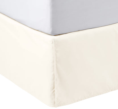 Amazon Basics Lightweight Pleated Bed Skirt, Machine Washable, Wrinkle and Fade Resistant, Queen, Black