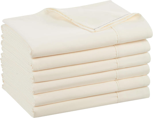 Arkwright Bulk Twin Flat Sheets - Pack of 6 - Soft Brushed Microfiber Hypoallergenic Top Sheet only with Wrinkle Resistant, Bedding Essentials for Hosts and Hotels, Ivory