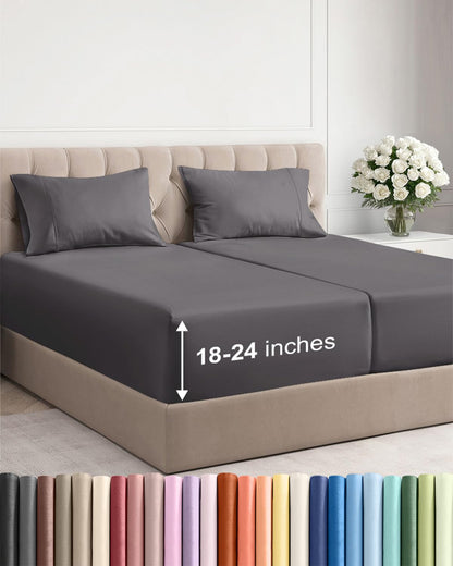 Extra Deep King Sheet Set - 4 Piece Breathable & Cooling - Antique White