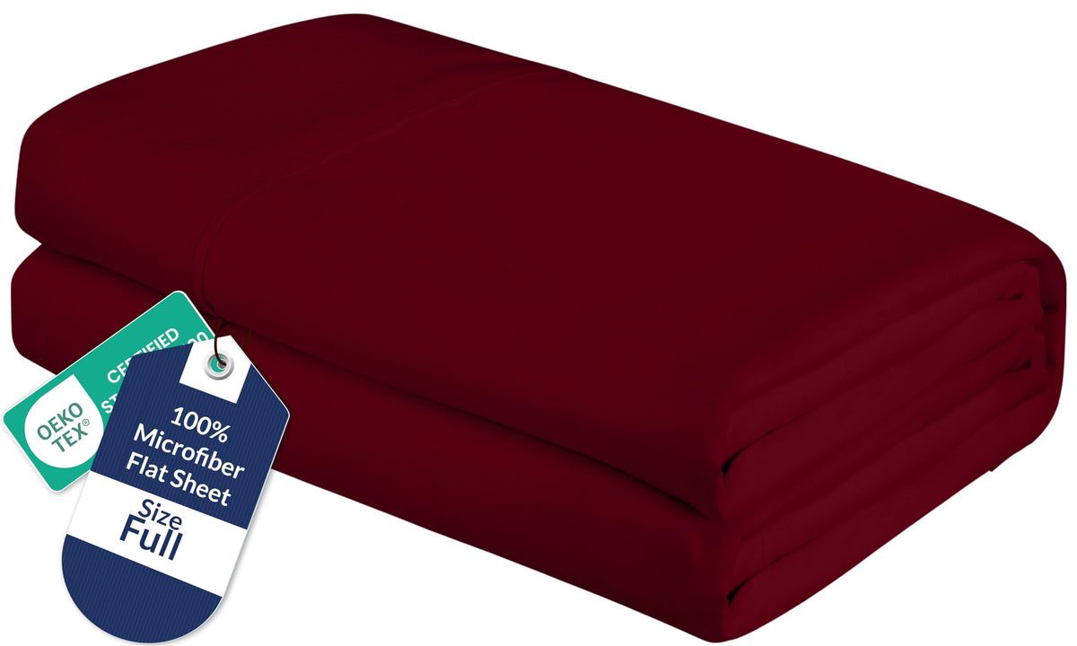 Royale Linens Queen Flat Sheet - Ultra Soft Brushed 1800 Microfiber Flat Sheets Only - Wrinkle Free & Stain Resistant - Hotel Quality Top Sheet for Bed (Queen, White)