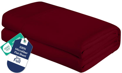 Royale Linens Queen Flat Sheet - Ultra Soft Brushed 1800 Microfiber Flat Sheets Only - Wrinkle Free & Stain Resistant - Hotel Quality Top Sheet for Bed (Queen, White)