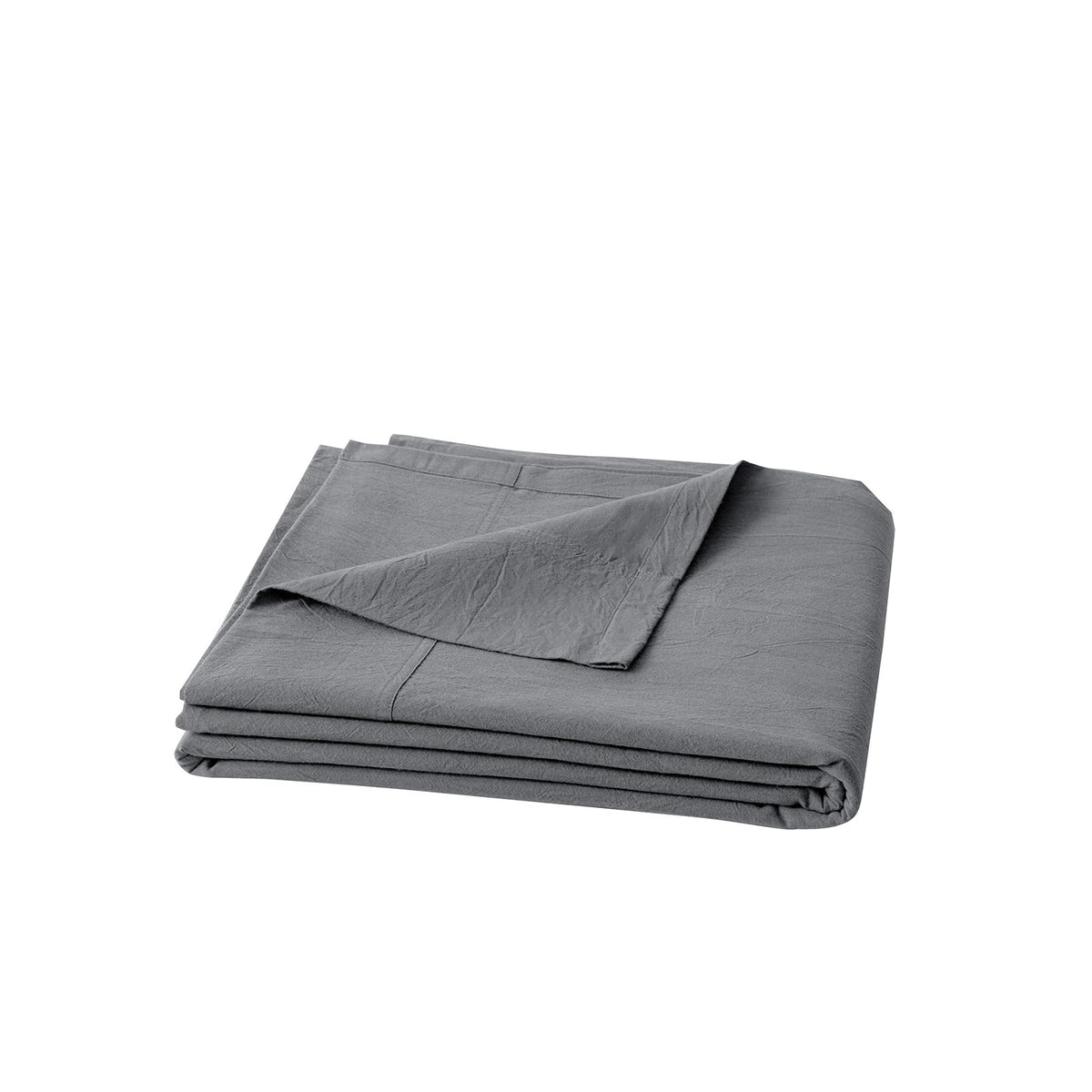 BESTOUCH Queen Flat Sheet 100% Washed Cotton Linen Feel Off White