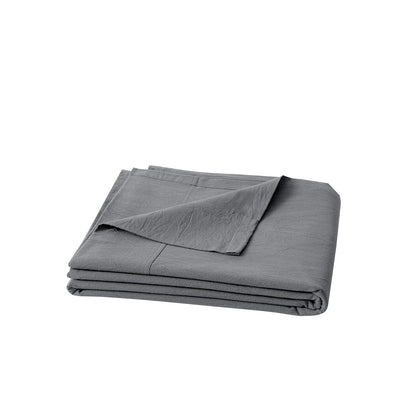 BESTOUCH Queen Flat Sheet 100% Washed Cotton Linen Feel Off White