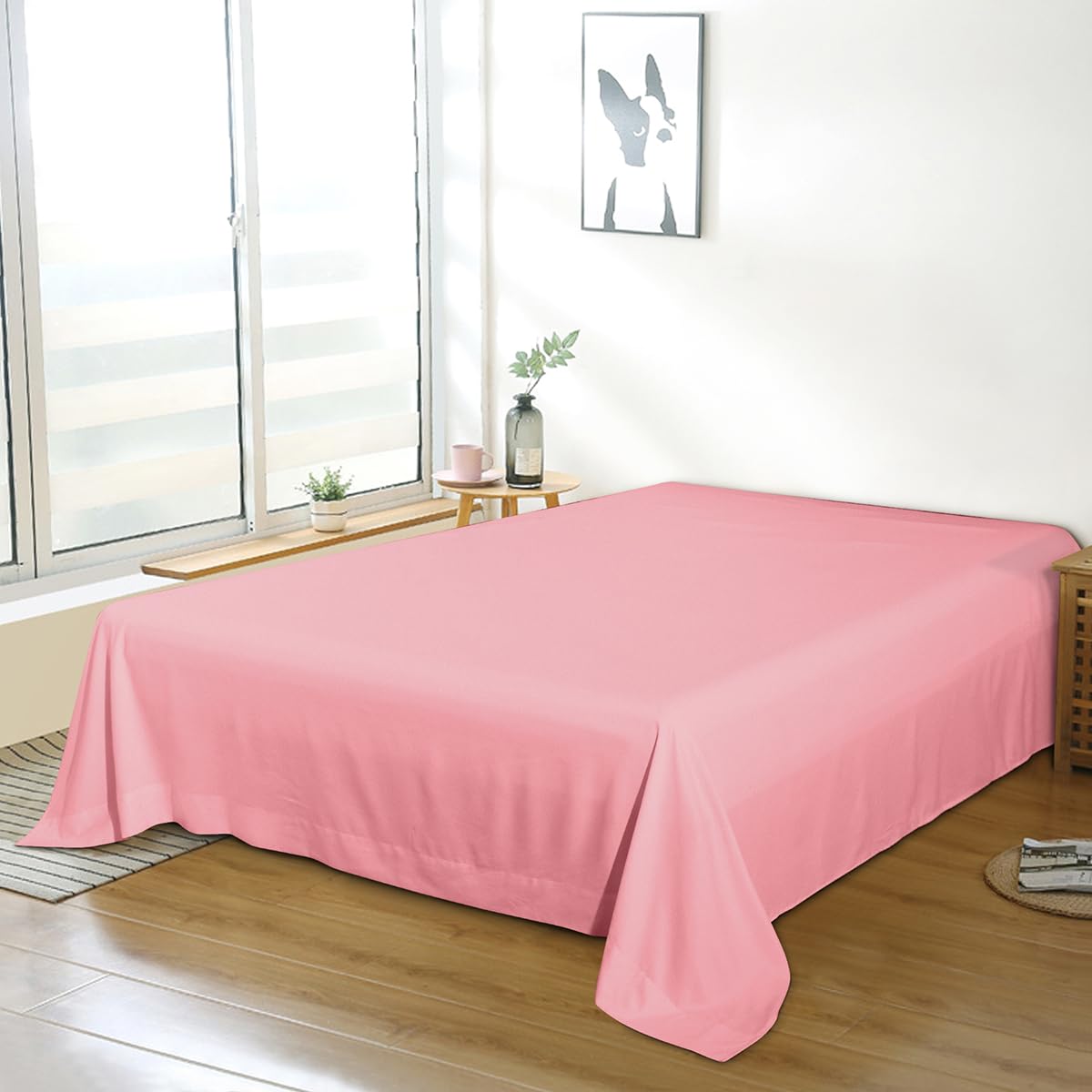 Bedding Twin Flat Sheet - Soft Brushed Microfiber, Shrinkage and Fade Resistant Top Sheet - Easy Care - 1 Flat Sheet Only, Pink