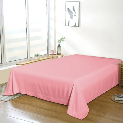 Bedding Twin Flat Sheet - Soft Brushed Microfiber, Shrinkage and Fade Resistant Top Sheet - Easy Care - 1 Flat Sheet Only, Pink