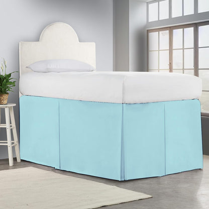 Crown Collection Full XL 32" Inch Drop Long Dorm Bed Skirt, Split Corner & Box Plated College Dorm Room Bed Skirts, Split Corner, Easy Care, No Wrinkle Microfiber Bed Skirt