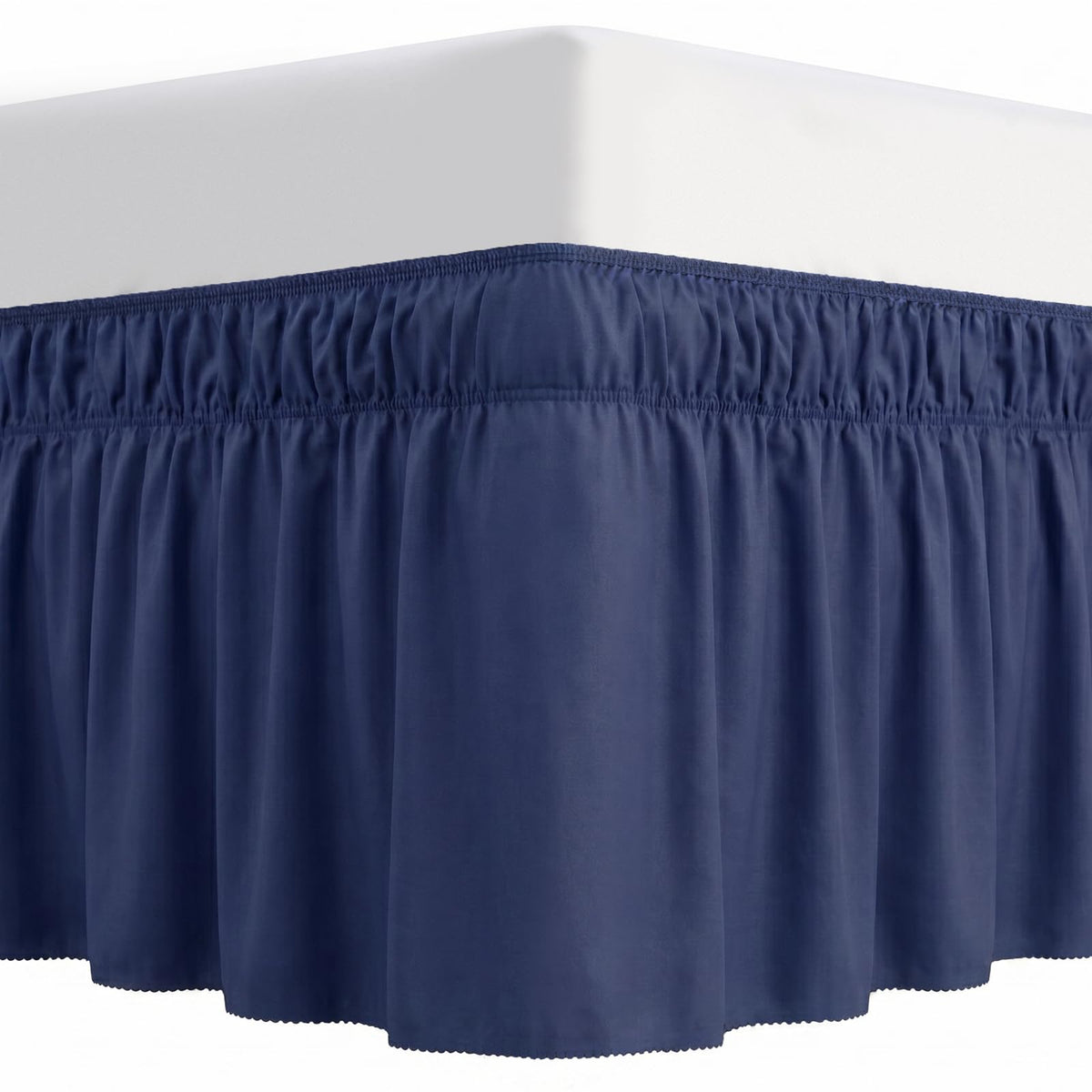 Queen Bed Skirt 16 Inch Drop, Wrap Around Dust Ruffle with Elastic Band