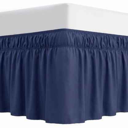 Queen Bed Skirt 16 Inch Drop, Wrap Around Dust Ruffle with Elastic Band