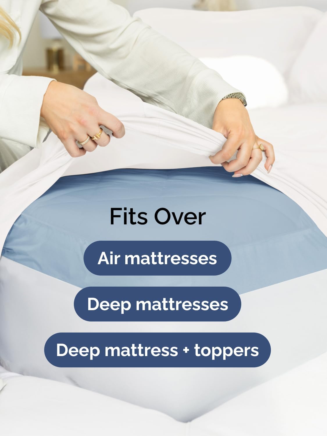 Extra Deep King Sheet Set - 4 Piece Breathable & Cooling - Antique White