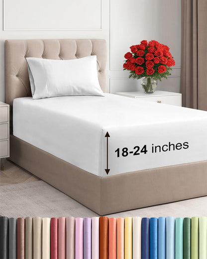 Extra Deep King Sheet Set - 4 Piece Breathable & Cooling - Antique White