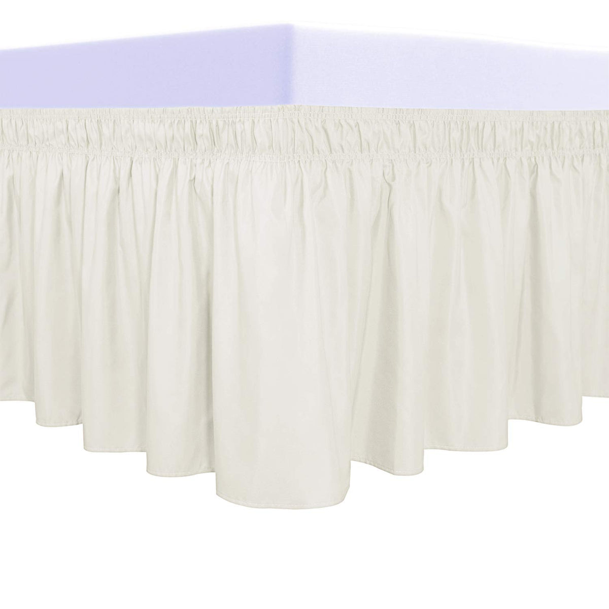 PureFit Wrap Around Ruffled Bed Skirt, White, Queen/King - 18" Drop