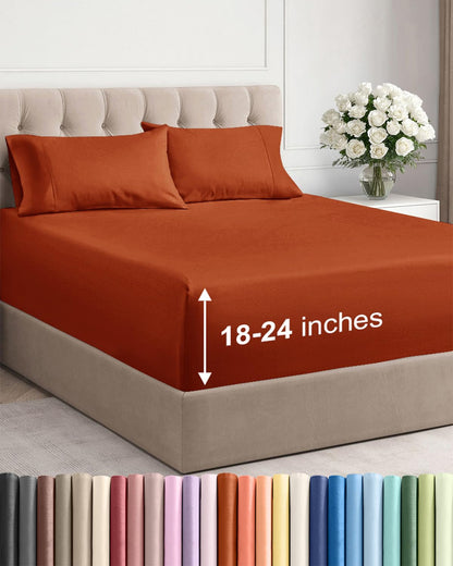 Extra Deep King Sheet Set - 4 Piece Breathable & Cooling - Antique White