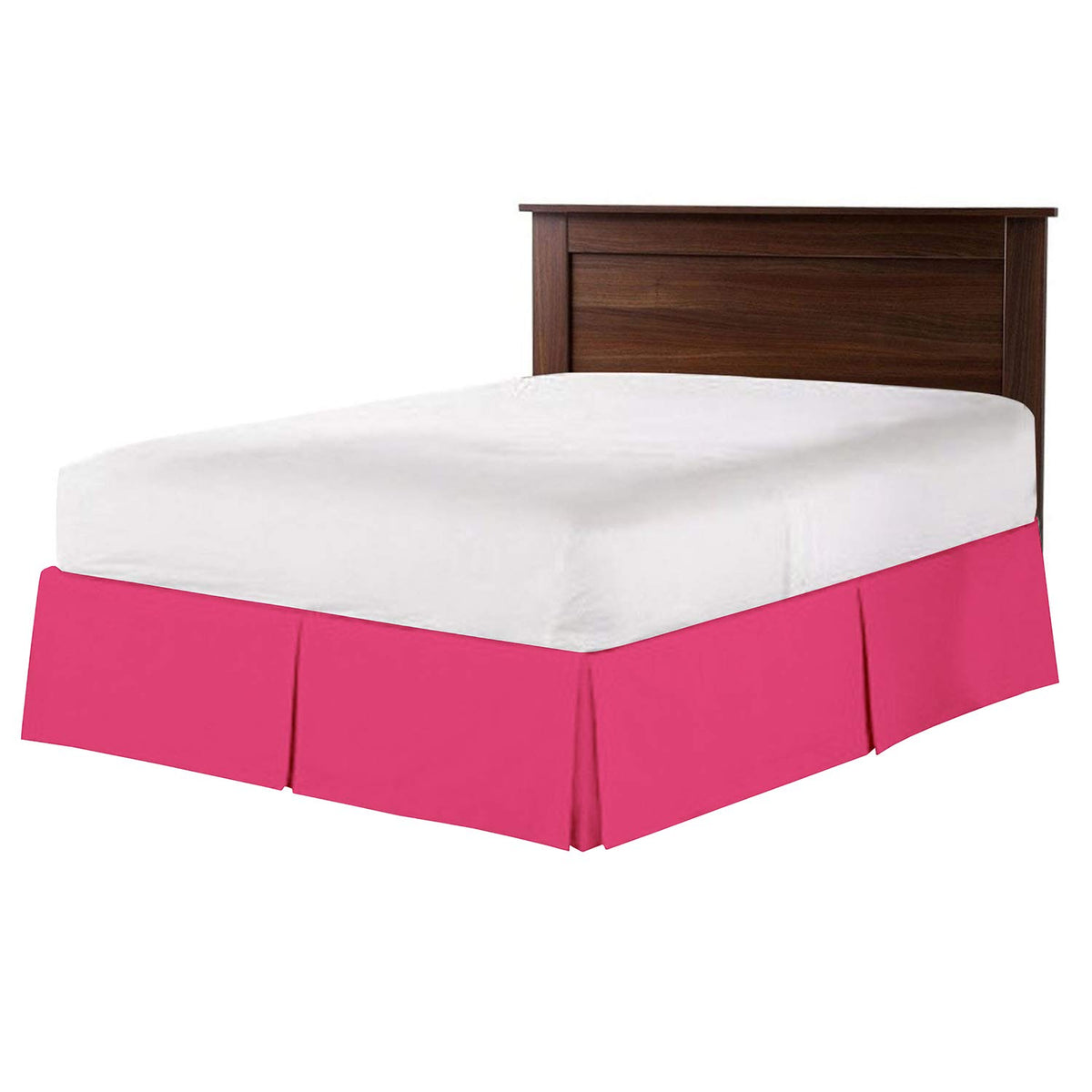 100% Cotton 800 Thread Count Box Pleated Bed Skirt - Luxury Pleated Dust Ruffle, Bed Skirt, Easy Fit with 15 Inch Tailored Drop, King Size White Solid
