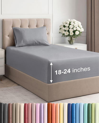 Extra Deep King Sheet Set - 4 Piece Breathable & Cooling - Antique White