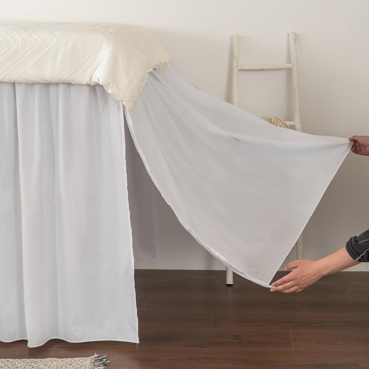 Dorm Room Bed Skirt Twin XL, College Dorm Bed Skirt-White, 34 Inch