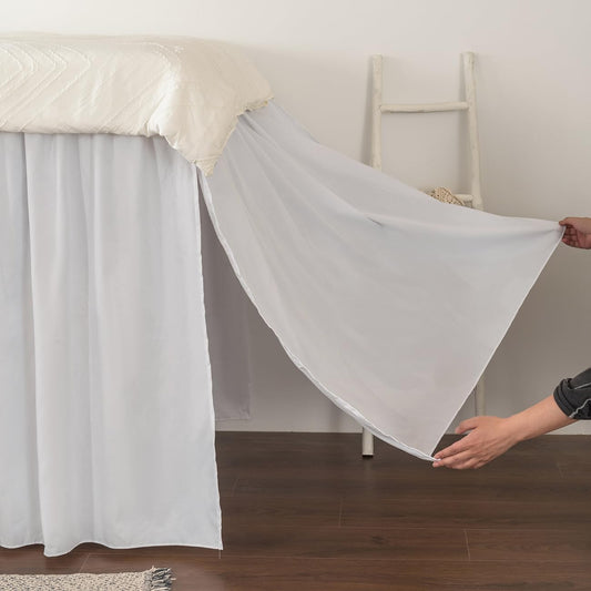 Dorm Room Bed Skirt Twin XL, College Dorm Bed Skirt-White, 34 Inch