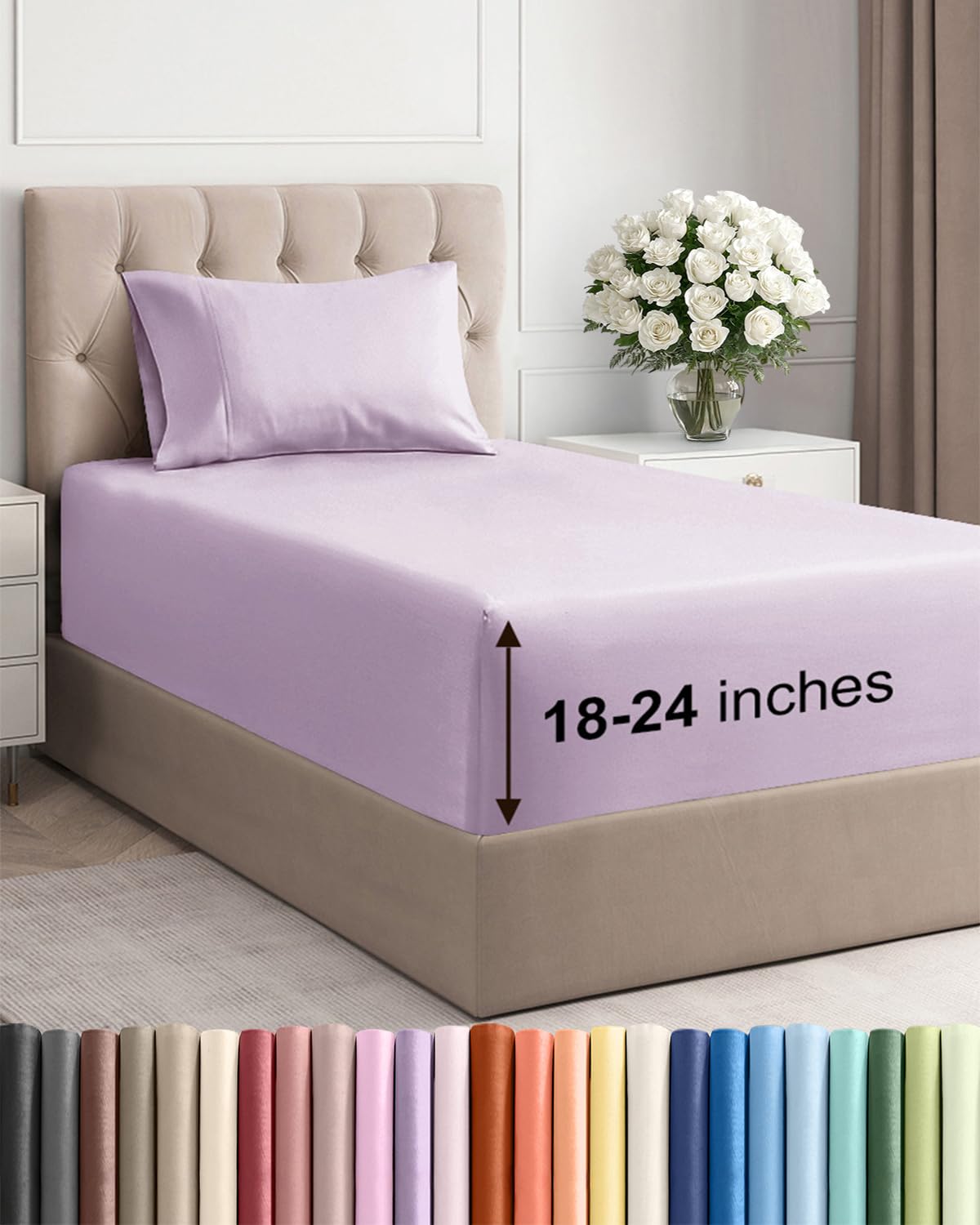 Extra Deep King Sheet Set - 4 Piece Breathable & Cooling - Antique White