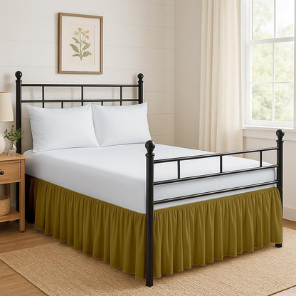 Ruffled Bed Skirt Split Corners with Platform, Tailored Fit Hotel Quality Wrinkle Free Ultra-Soft Microfiber Dust Ruffle, Upto 16 Inch Drop, Queen, White