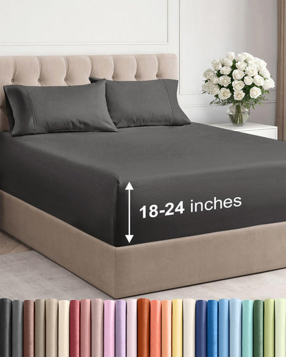 Extra Deep King Sheet Set - 4 Piece Breathable & Cooling - Antique White