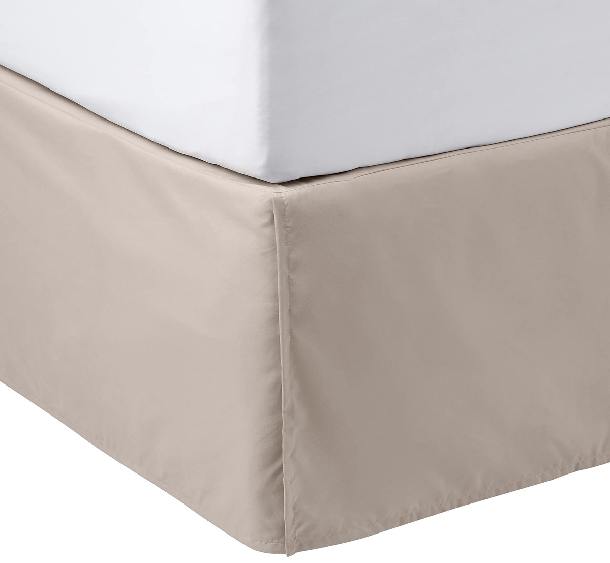 Amazon Basics Lightweight Pleated Bed Skirt, Wrinkle Resistant, Machine Washable, Full, Black, Solid