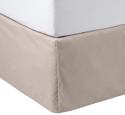 Amazon Basics Lightweight Pleated Bed Skirt, Machine Washable, Wrinkle Resistant, King, Beige