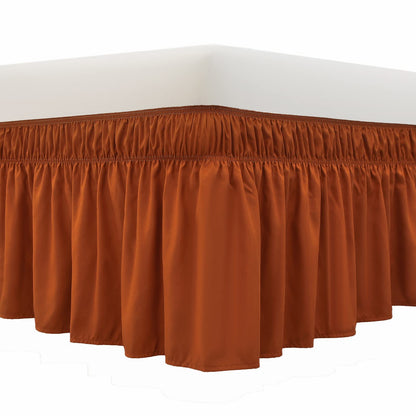 MEILA Wrap Around Elastic Bed Skirt for Queen & King Beds, 16" Drop, Beige
