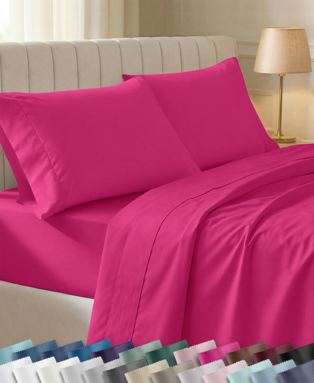 California Design Den Soft 100% Cotton Sateen Queen Bed Sheets Set, White