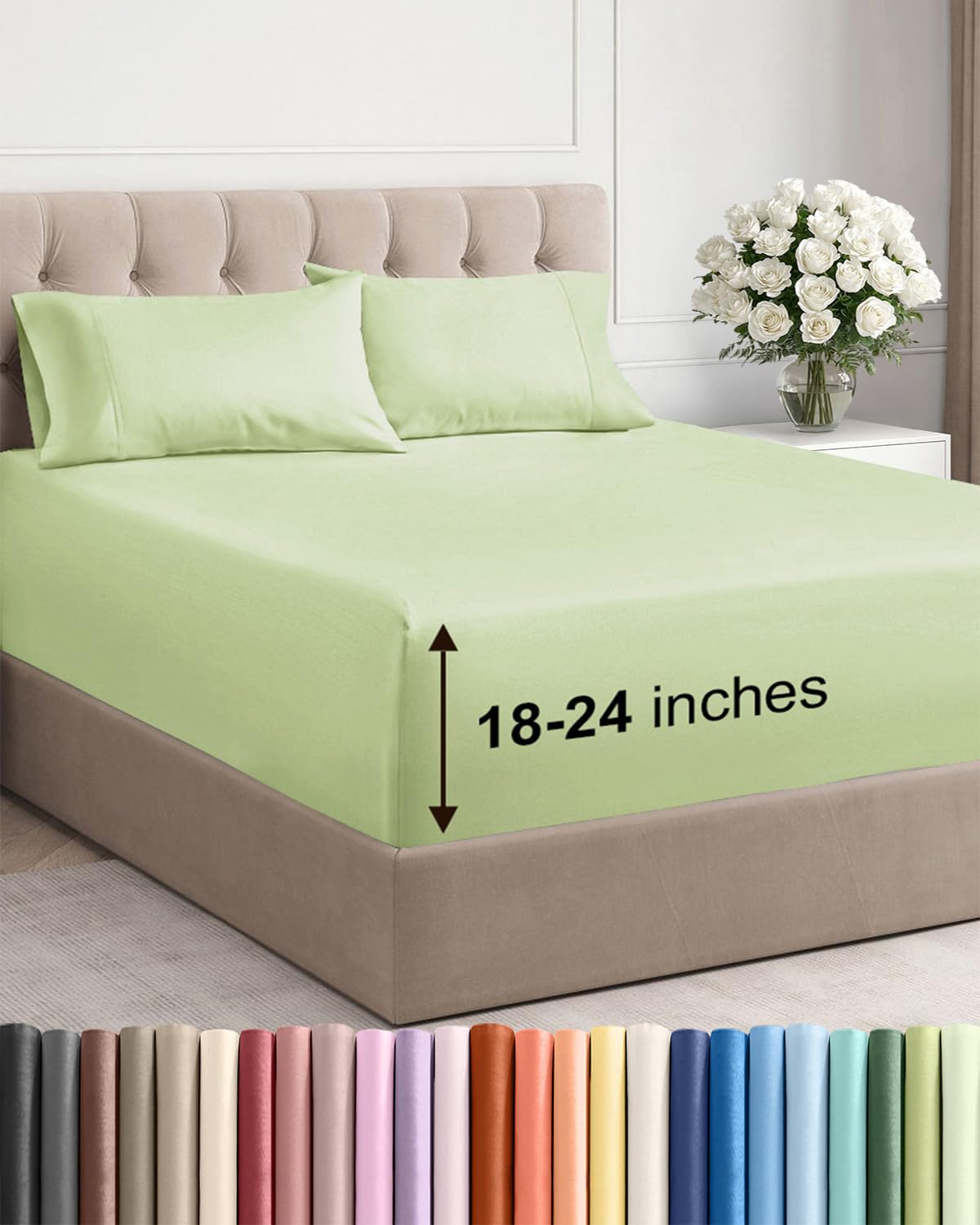 Extra Deep King Sheet Set - 4 Piece Breathable & Cooling - Antique White