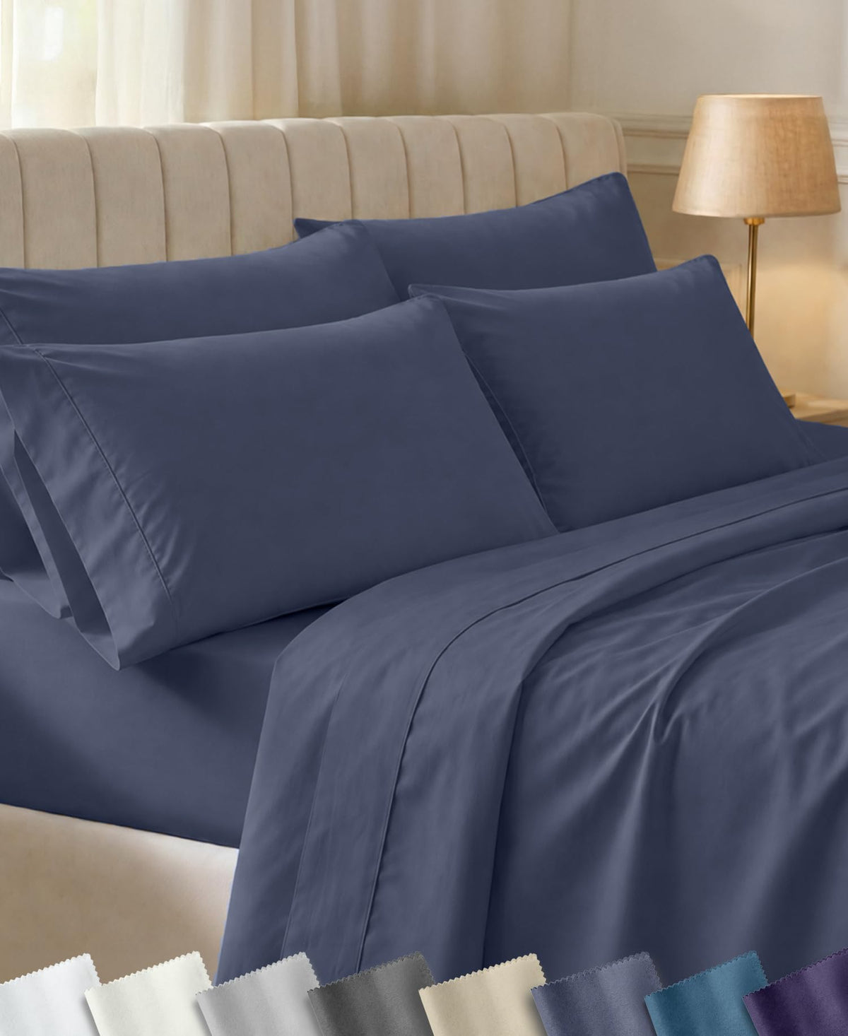 California Design Den Soft 100% Cotton Sateen Queen Bed Sheets Set, White