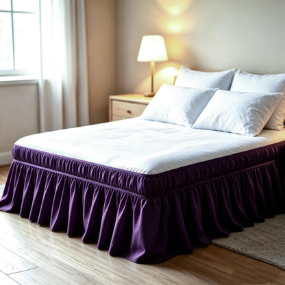 Juwenin Home Wrap Around Ruffle Bed Skirt, 16 Inch Drop, Elastic Fit, Wrinkle Resistant, Hotel Quality Bedskirt Dust Ruffle (White, Queen 16" Drop)